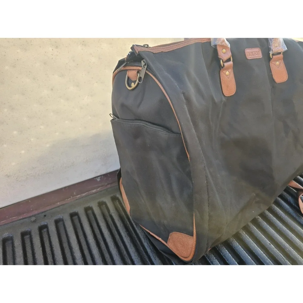 Buxton Duffle Bag Fold Out Garment Bag Large Carry On Black Nylon Crossbody